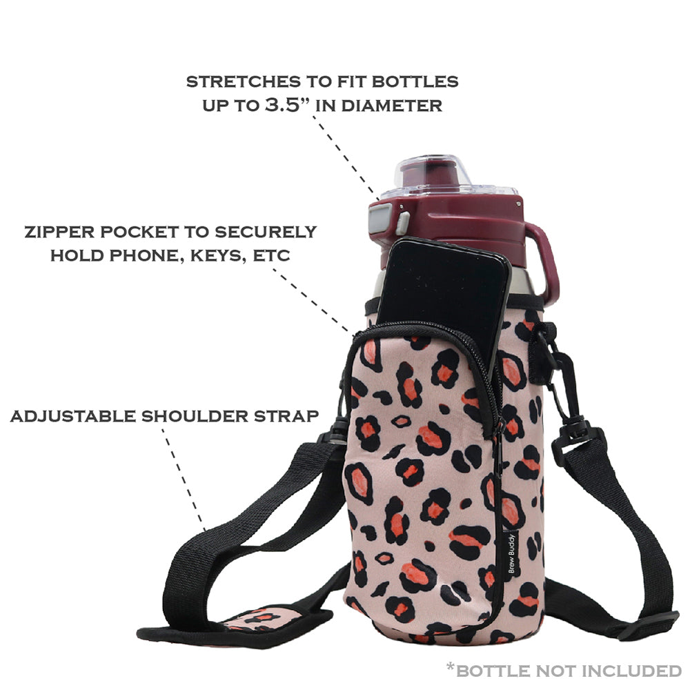 Cross Body Bag Bottle Holder | Pink Leopard