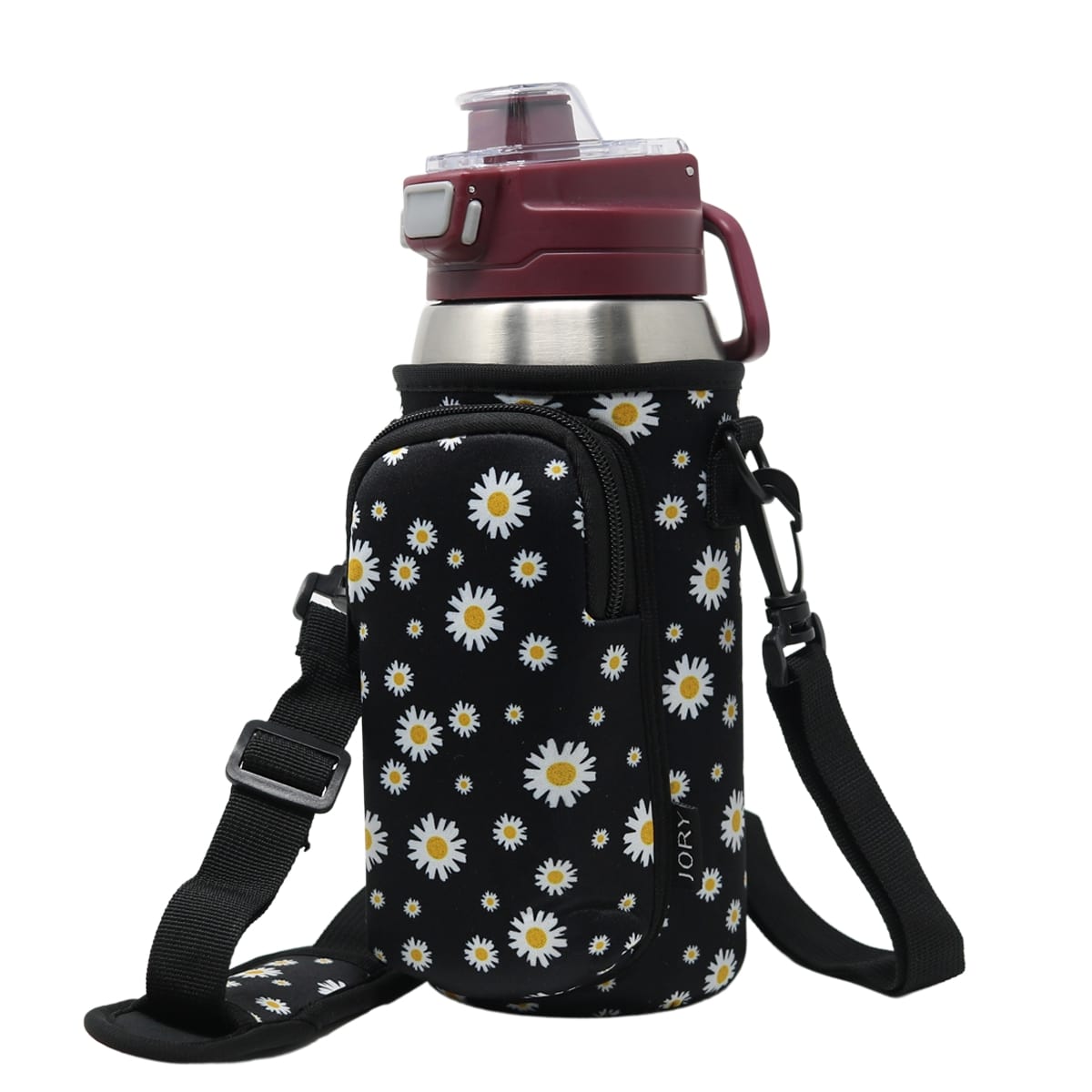 Cross Body Bag Bottle Holder | Black Daisy