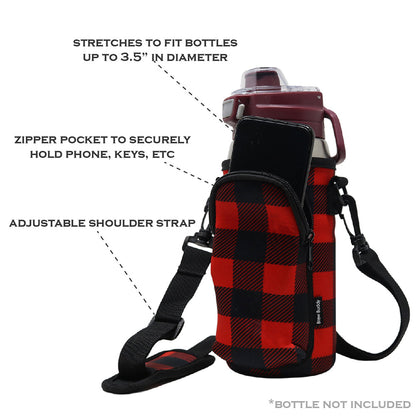 Cross Body Bag Bottle Holder | Red Buffalo Plaid