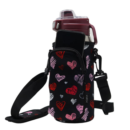 Cross Body Bag Bottle Holder | Black Hearts